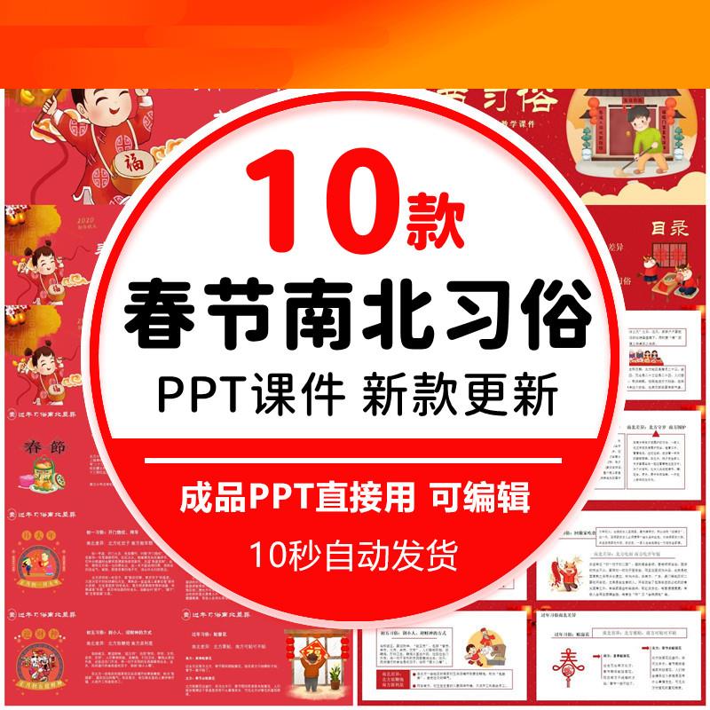 电子模板南北春节传统文化差异PPT模板过年地方特色习俗礼仪主题