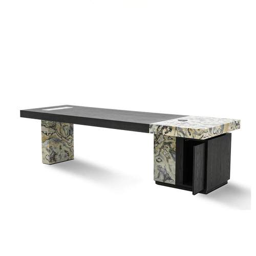 意式简然理石桌轻设奢高级计师茶极款家用泡茶台高天端大岩板茶桌