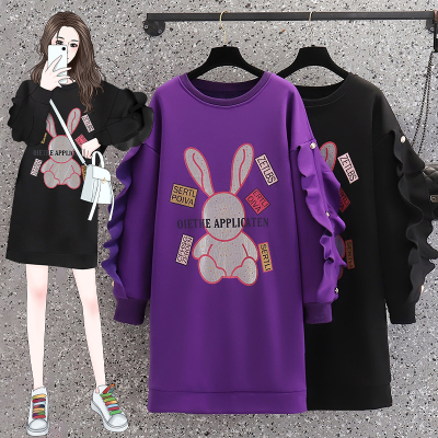 常规卫衣韩版印花宽松连衣裙