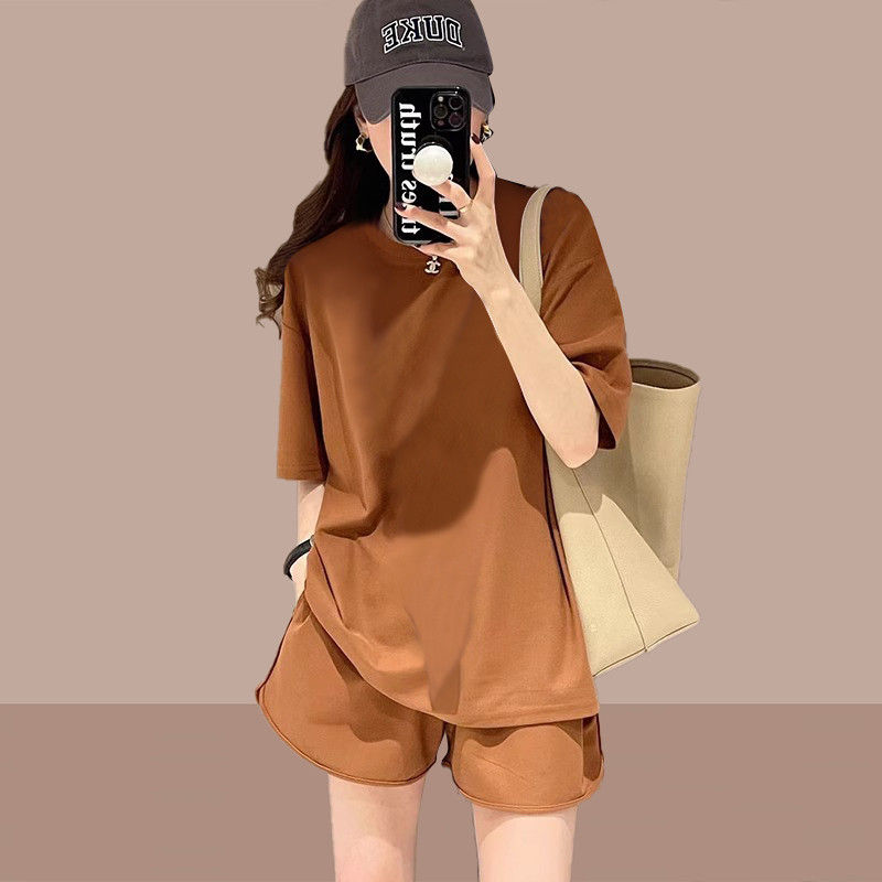 2025夏季新款休闲运动服套装女宽松时尚短袖短裤小个子洋气两件套