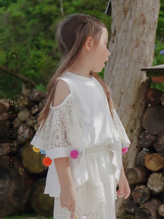 国内现货 日本Go to hollywood 25新款女童露肩蕾丝上衣