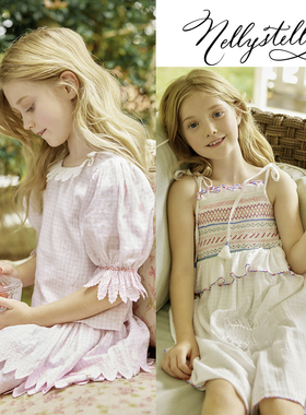 24春夏 NellyStella新款女童荷叶边细节连衣裙 花苞半裙吊带上衣