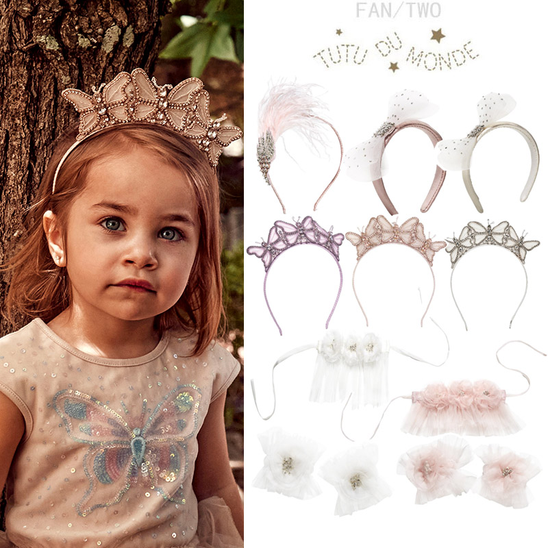 55折扣 澳洲TUTU DU MONDE 新款女童发饰鸵鸟毛蝴蝶发箍公主配饰