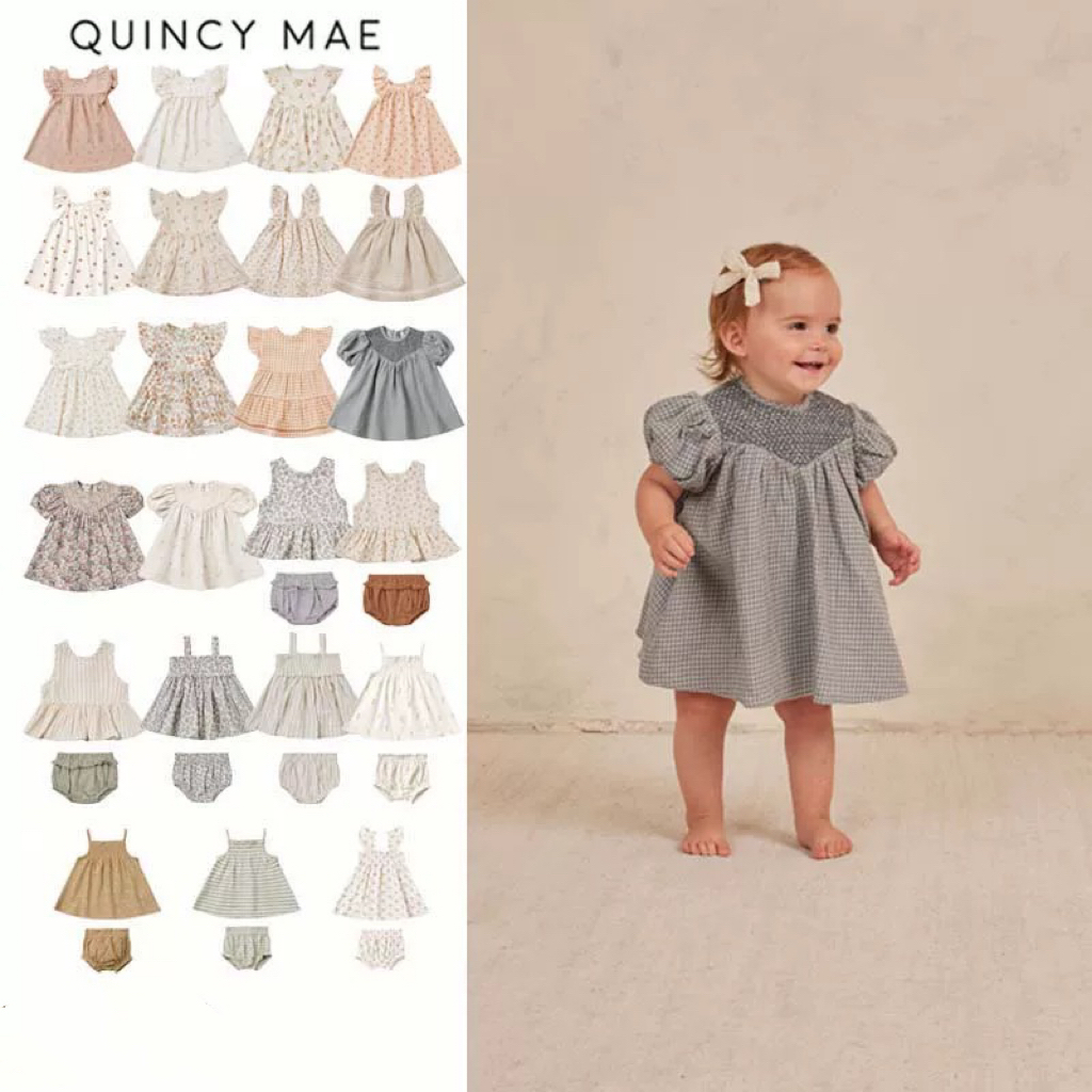 现货 美国Quincy Mae女童森系文艺QM分体宝宝婴儿爬爬连衣裙