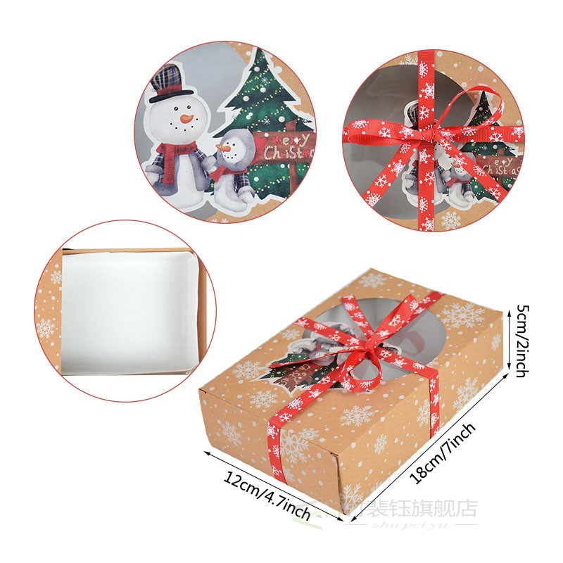 8pcs kraft paper christmas cookie gift boxes santa claus gif