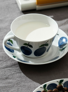 瑞典Gustavsberg古斯塔夫蓝李系列骨瓷咖啡杯碟下午茶杯家用餐盘