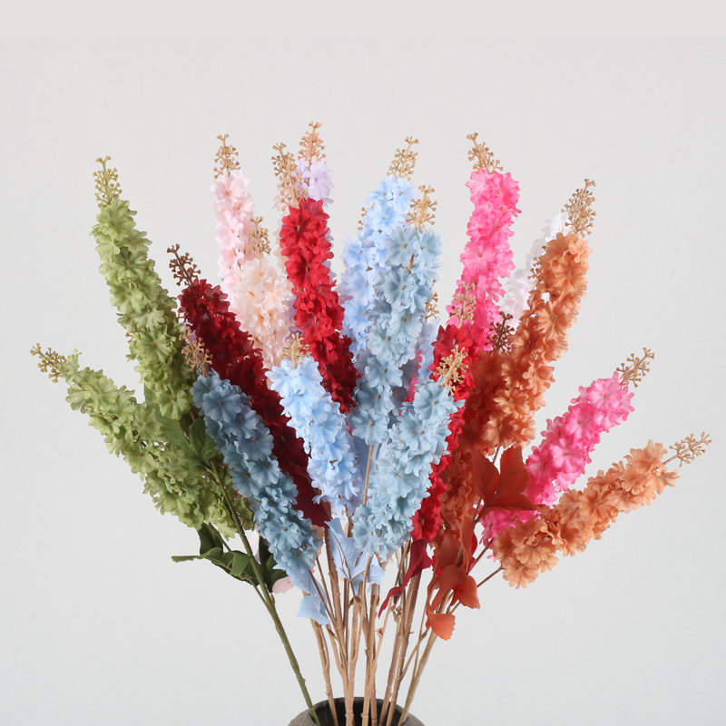 新款仿真三叉风信子婚礼堂插花地排花路引挑高枝绢花婚庆吊顶装饰