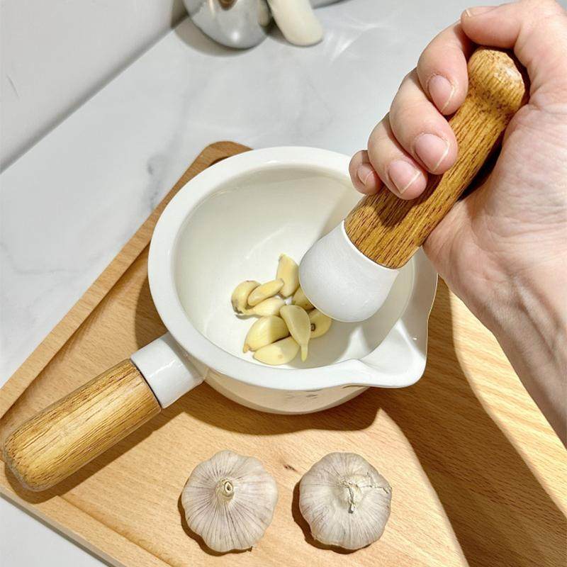 日式陶瓷厨房家用研磨器蒜泥米糊肉泥捣碎研磨棒手动药片磨粉神器