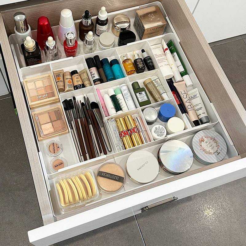 抽屉分隔收纳内置可伸缩梳妆台小样口红厨房餐具分格化妆品收纳盒,收纳整理,桌面收纳盒,淘宝优惠券,粉丝福利购,淘宝优惠卷