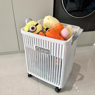 公仔玩偶玩具收纳筐带轮大容量多用途整理箱子 毛绒娃娃收纳神器装