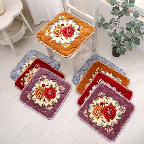 冬季防滑毛绒座垫加厚云毯绒家用沙发餐桌椅子垫保暖屁股坐垫