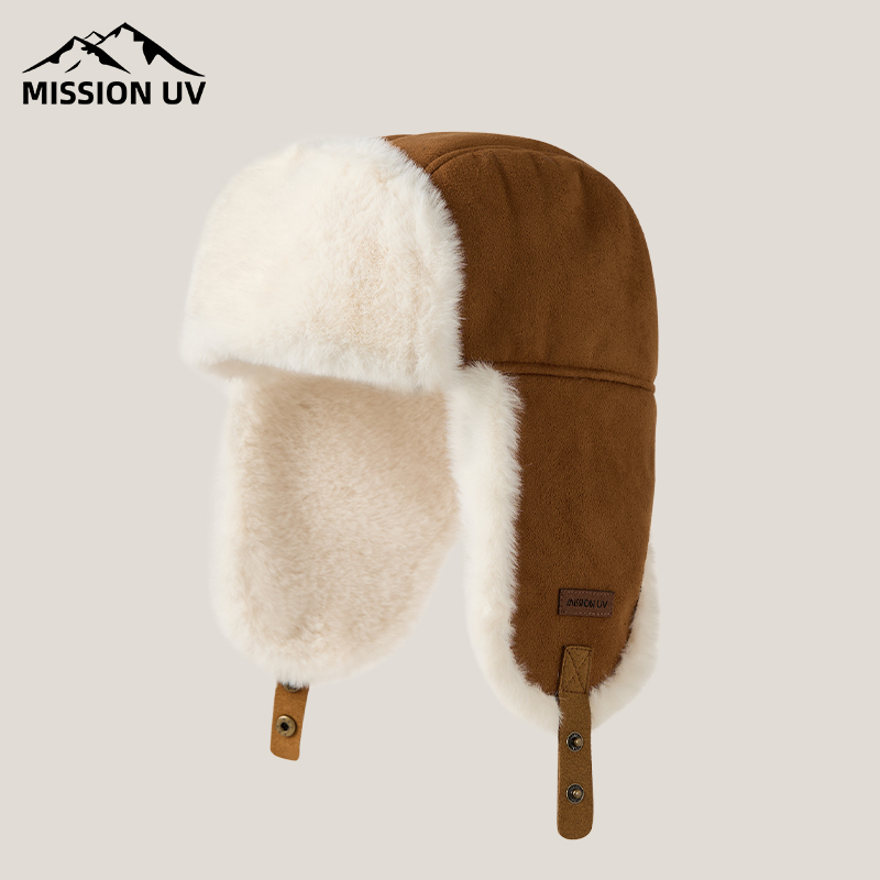 MISSION UV雷锋帽女冬季保暖东北帽户外显脸小加绒加厚护耳帽子女