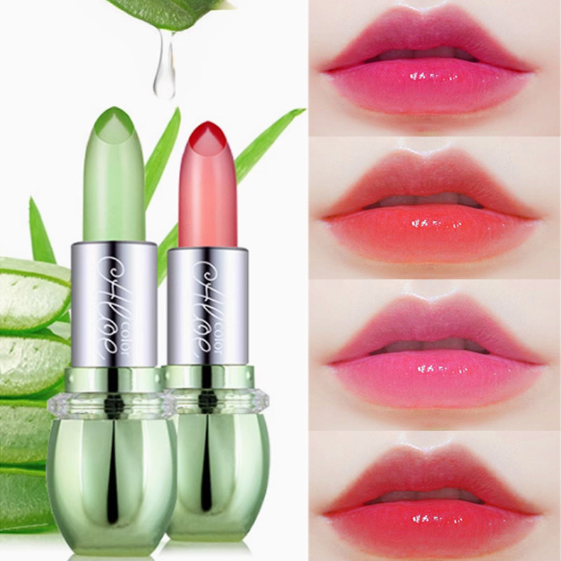 芦荟胶果冻口红保湿滋润不脱色防水持久不易掉色不沾杯温变色唇膏