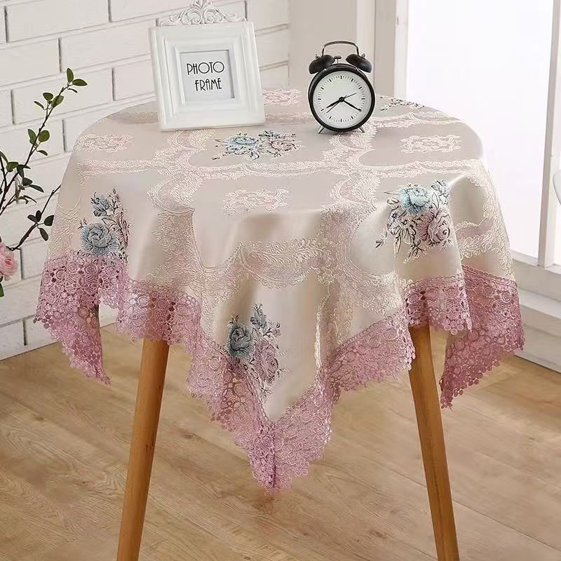 美式田园圆桌布台布布艺家用圆形餐桌布茶几布简约现代中式客厅欧