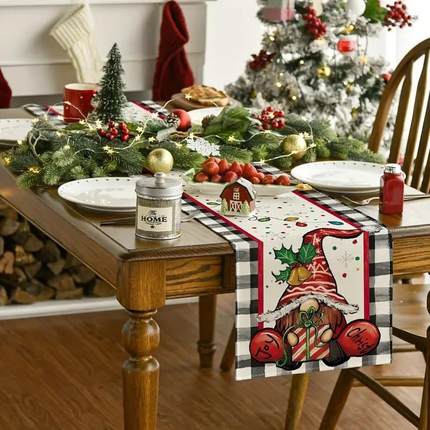 Christmas Table Runner Linen Heat Insulation Tablecloth Holi