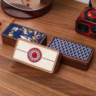 Solid Embroidered Wood Jewelry Black Vintage Box Exquisite