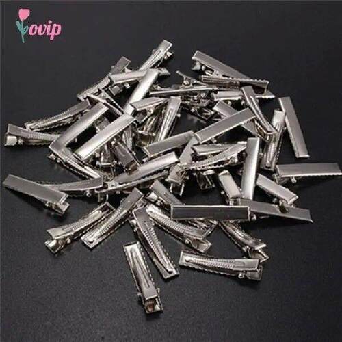 50 Pcs Silver Flat Metal Single Prong Alligator Hair Clips
