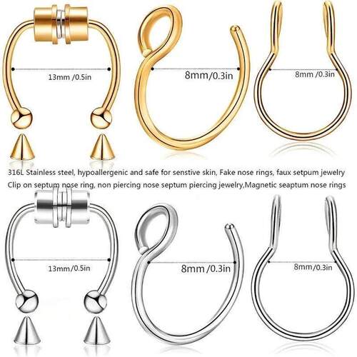 3Pcs Fake Nose Ring Magnetic Septum Ring Fake Nose Ring