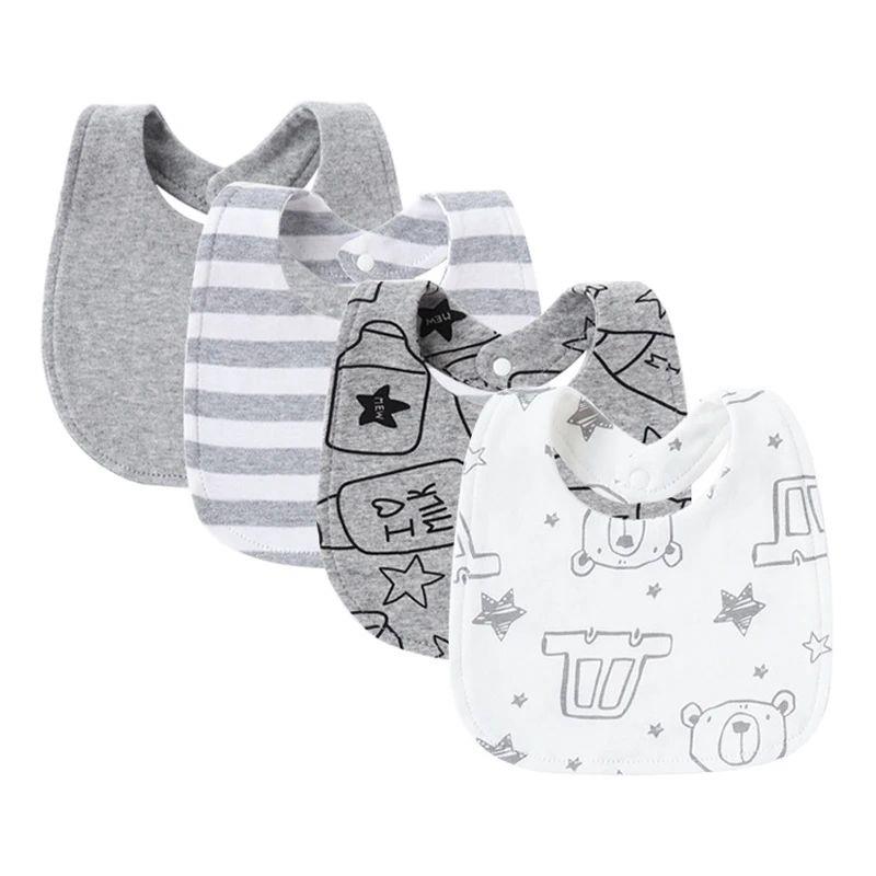 4Pcs Baby Bibs Burp Clothes Cotton Newborn Bibs for Girls Bo