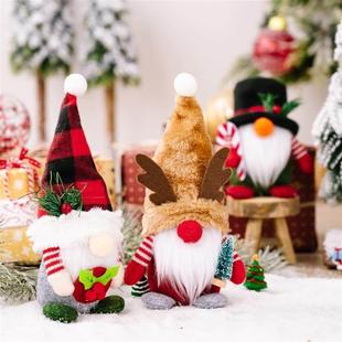 Plaid Hat Santa Woodland Gnome Figurines Decor Christmas
