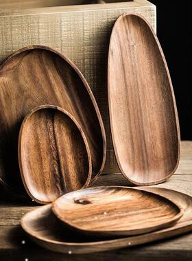 1/5PCS Lovesickness Wood Irregular Oval Solid Wood Pan Plate