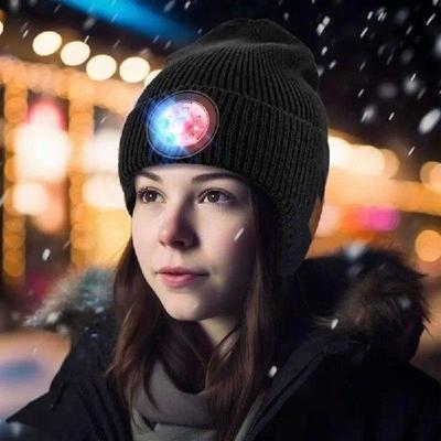 Rechargeable Beanie With Light LED Elastic Music Hat Soft