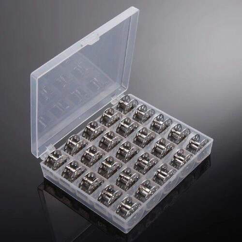 25pcs Metal Bobbins with Storage Box Household Sewing