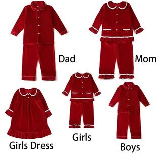 Matching Pjs Christmas Velvet pyjamsa Family Kids Sib Ruffle