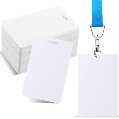 SEMOIC 100 Pcs White PVC Cards with Slot Punch on Short
