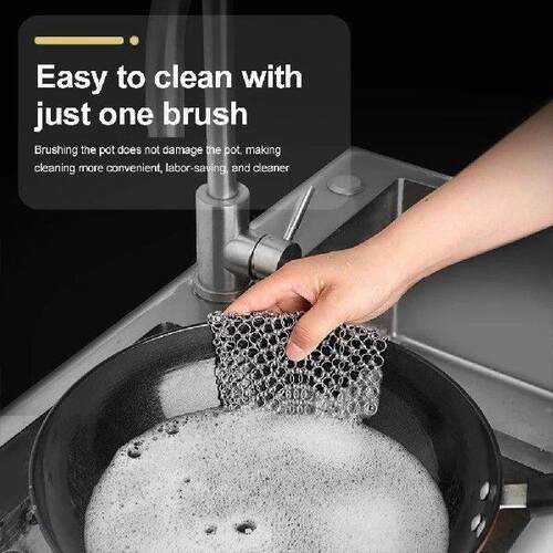 316 Stainless Steel Cast Iron Cleaner Chain Mail Scrubber