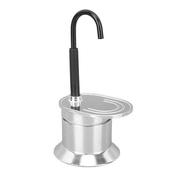 50ML Single Tube Moka Pot Aluminum Alloy Silver, Spout