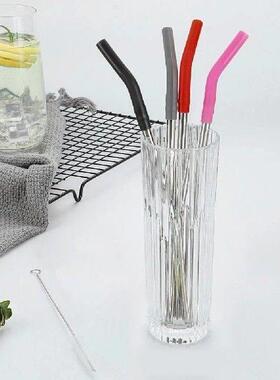 4Pcs Reusable Metal Straws with Silicone Tips Straw Brush