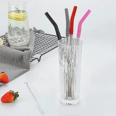 4Pcs Reusable Metal Straws with Silicone Tips Straw Brush