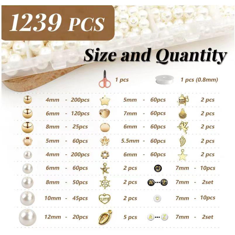1239pcs Pearl Beads Set For Bracelet Jewelry Making Kit DIY