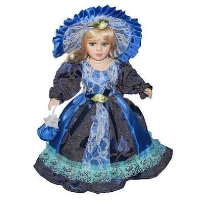 Victorian Porcelain Doll Retro Handicraft Collectible Blue