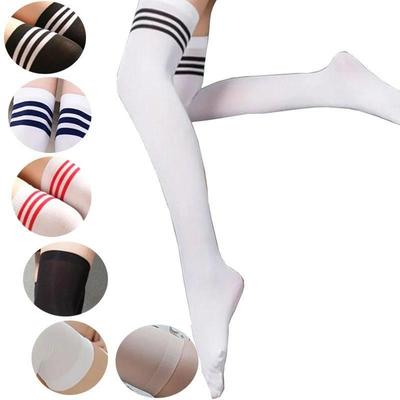 Thigh High Socks Striped Women Sexy Long Stockings Female Ov