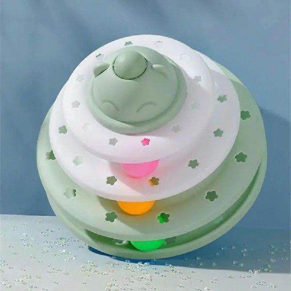 4 Levels Cat Toy Tower Turntable Roller Balls Toys