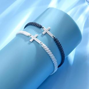 set minimalist woven bracelet十字架手镯 cross piece
