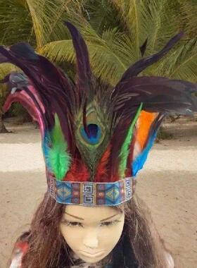 Natives American Hairband Carnivals Celebration Feathered