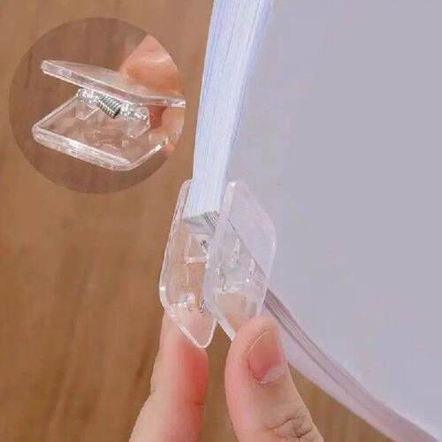 100Pieces Clear Paper Clip Sqaure Paper Clamps File Paper