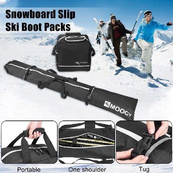 2 Pcs Ski Set Waterproof Ski and Boot Bag Set Ski Duffle Ba