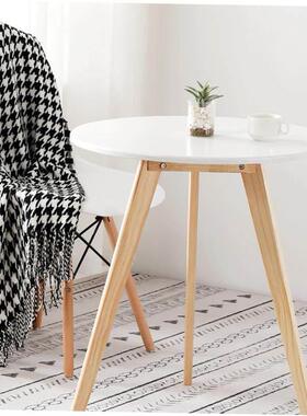 Small coffee table white circular table and chair a set tea