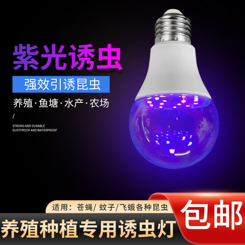 LED紫光诱引虫灯泡户外养蛙鱼塘
