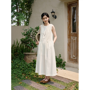 Seams Sense｜文艺温柔正反两穿波点拼接花苞无袖背心连衣裙01042