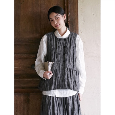 SeamsSense褶皱感双排扣马甲