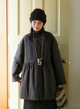 Seams Sense｜文艺千鸟格羊毛中式门襟3M新雪丽夹棉娃娃衫17188