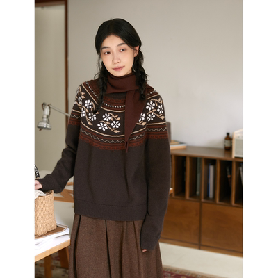 SeamsSense圆领花朵费尔岛毛衣