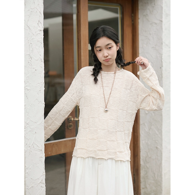 SeamsSense圆领棋盘格套头毛衣