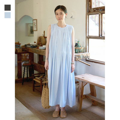 SeamsSense极简竖褶背心连衣裙