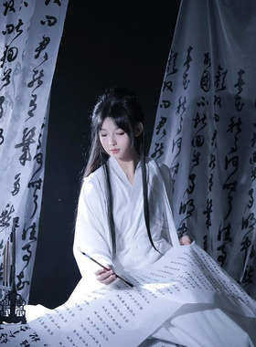 水墨青花纱拍照道具古风